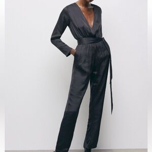 NWT The Kooples black Satin Jumpsuit -small